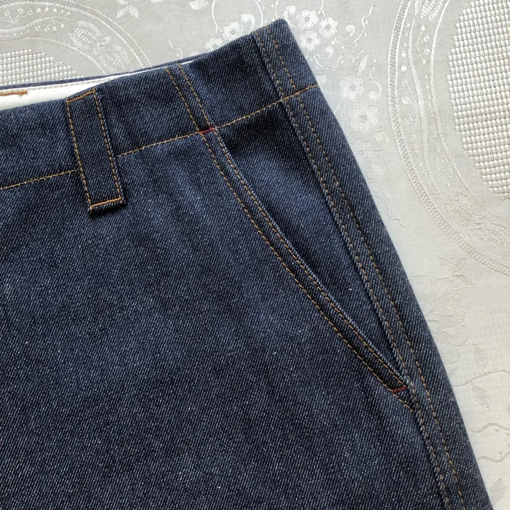 Gucci Dark Blue Raw Denim Jeans Bermuda Shorts Men's Size 52 Front Zip/Button